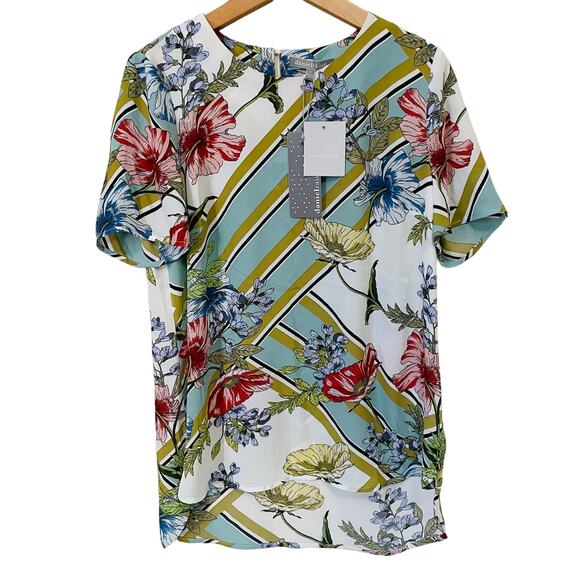 Daniel Rainn Floral Abstract Short Sleeve Blouse NEW - Picture 1 of 9